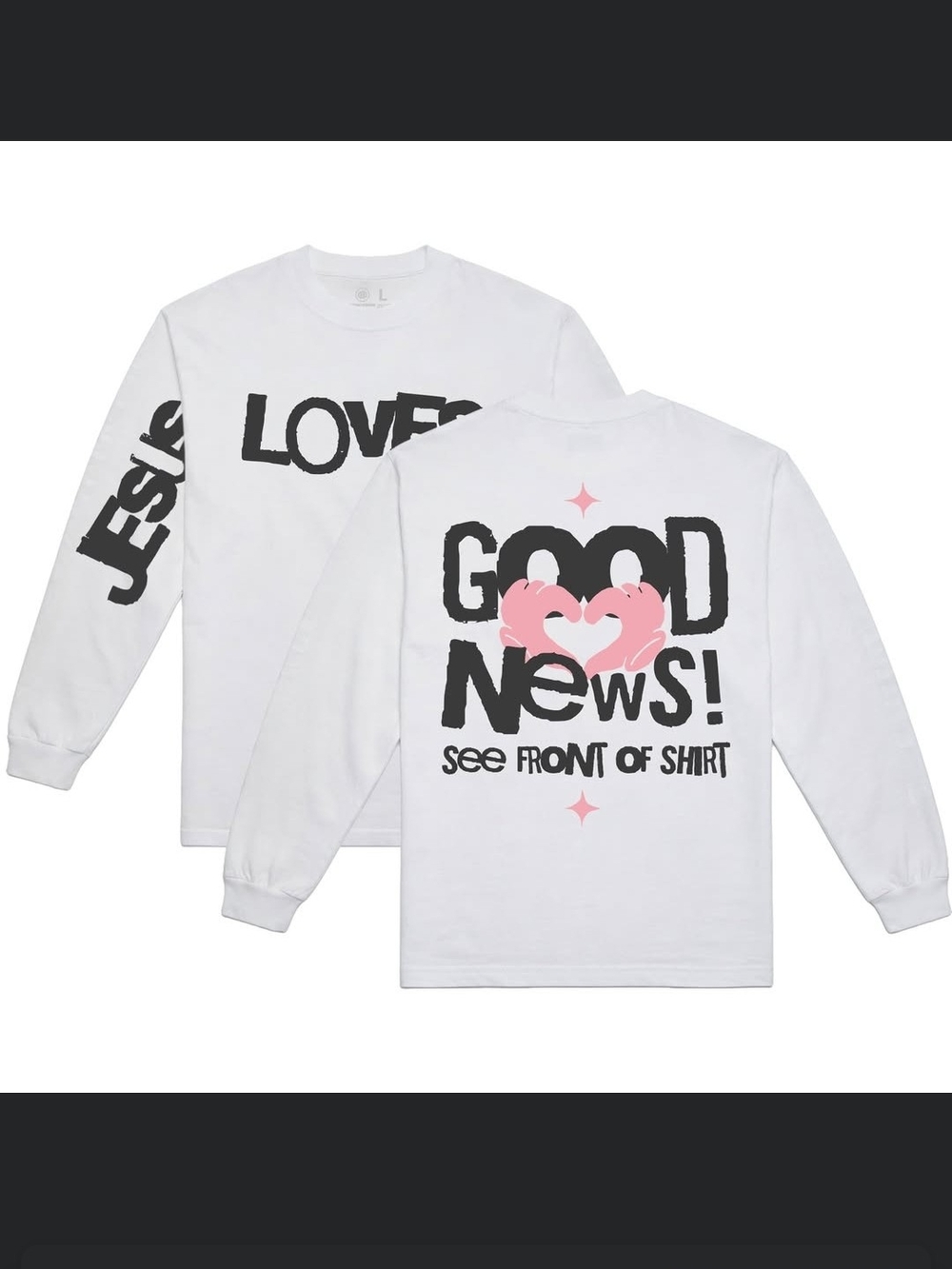 White Good News! Graphic Long-Sleeve Mens Tee